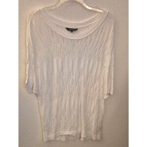 Addition Elle White Open Weave Crochet Lighweight Dolman Sleeve Sweater 2X EUC